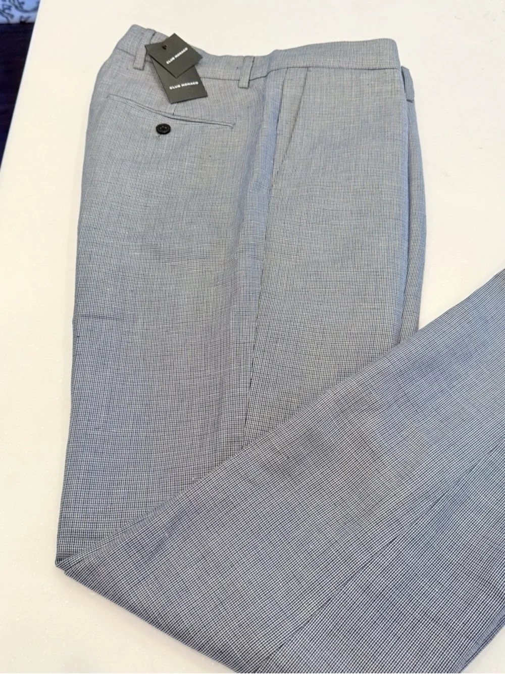 Club Monaco Men’s Sutton Slim Fit Navy Houndstooth Pants Sz 32x32 NWT